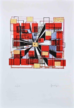 Abstrakte Komposition – Siebdruck von Tonino Maurizi – 1970er Jahre