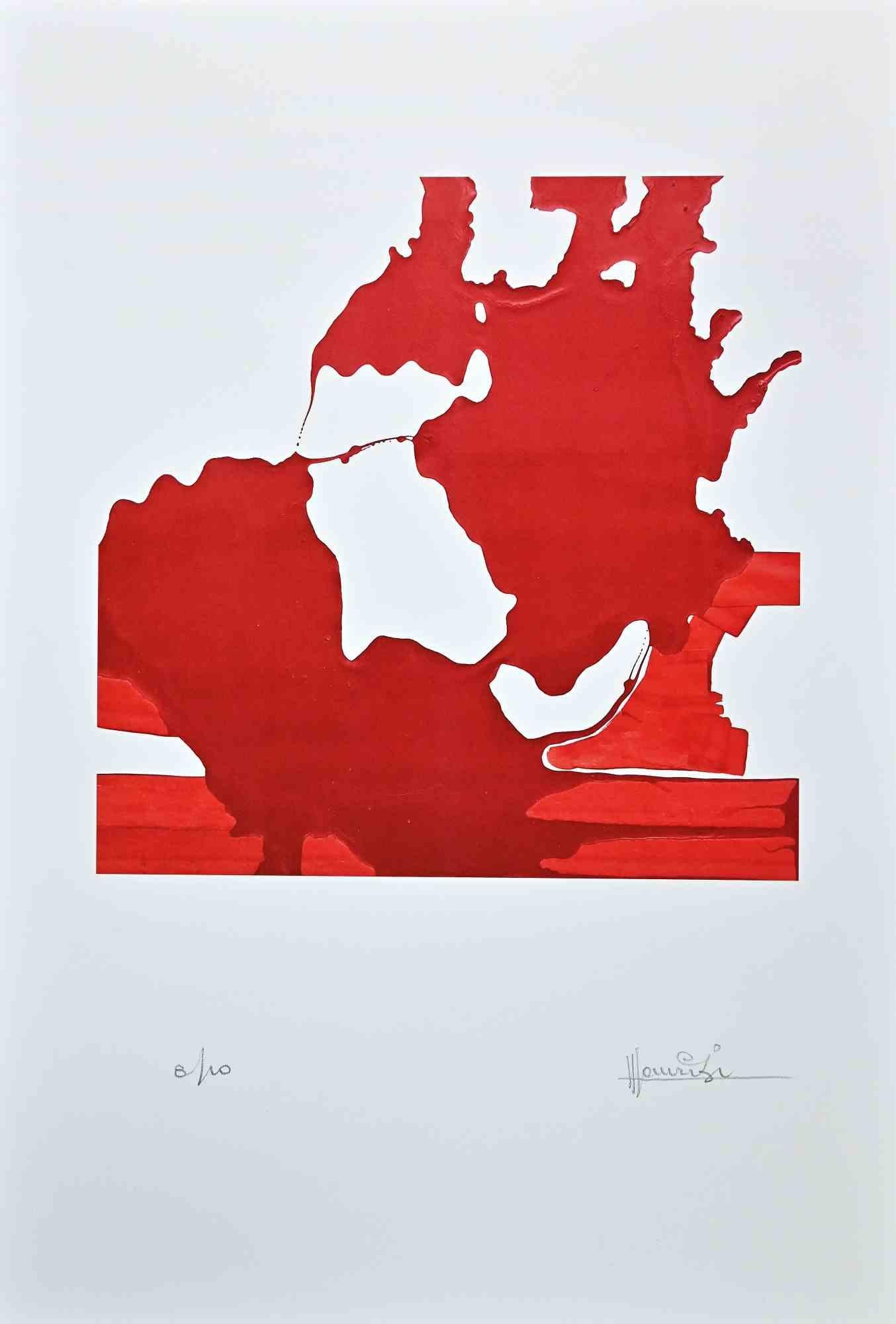 Composition in Red - Silkscreen by Tonino Maurizi - 1970s