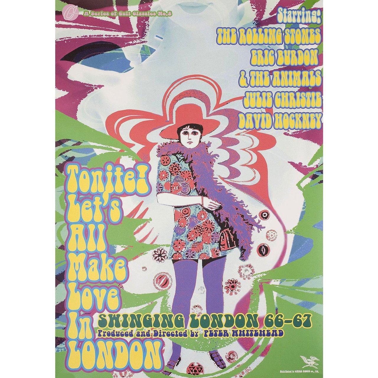 Original 1995 Japanese B5 Chirashi flyer for the first Japanese theatrical release of the 1967 documentary film Tonite Let's All Make Love in London directed by Peter Whitehead with Alan Aldridge / Syd Barrett / Vashti Bunyan / Eric Burdon / Michael