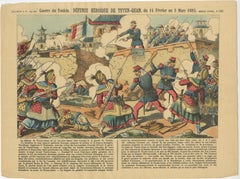 Tonkin War Battle Scene, Défense de Tuyen-Quan, Épinal Print, 1885