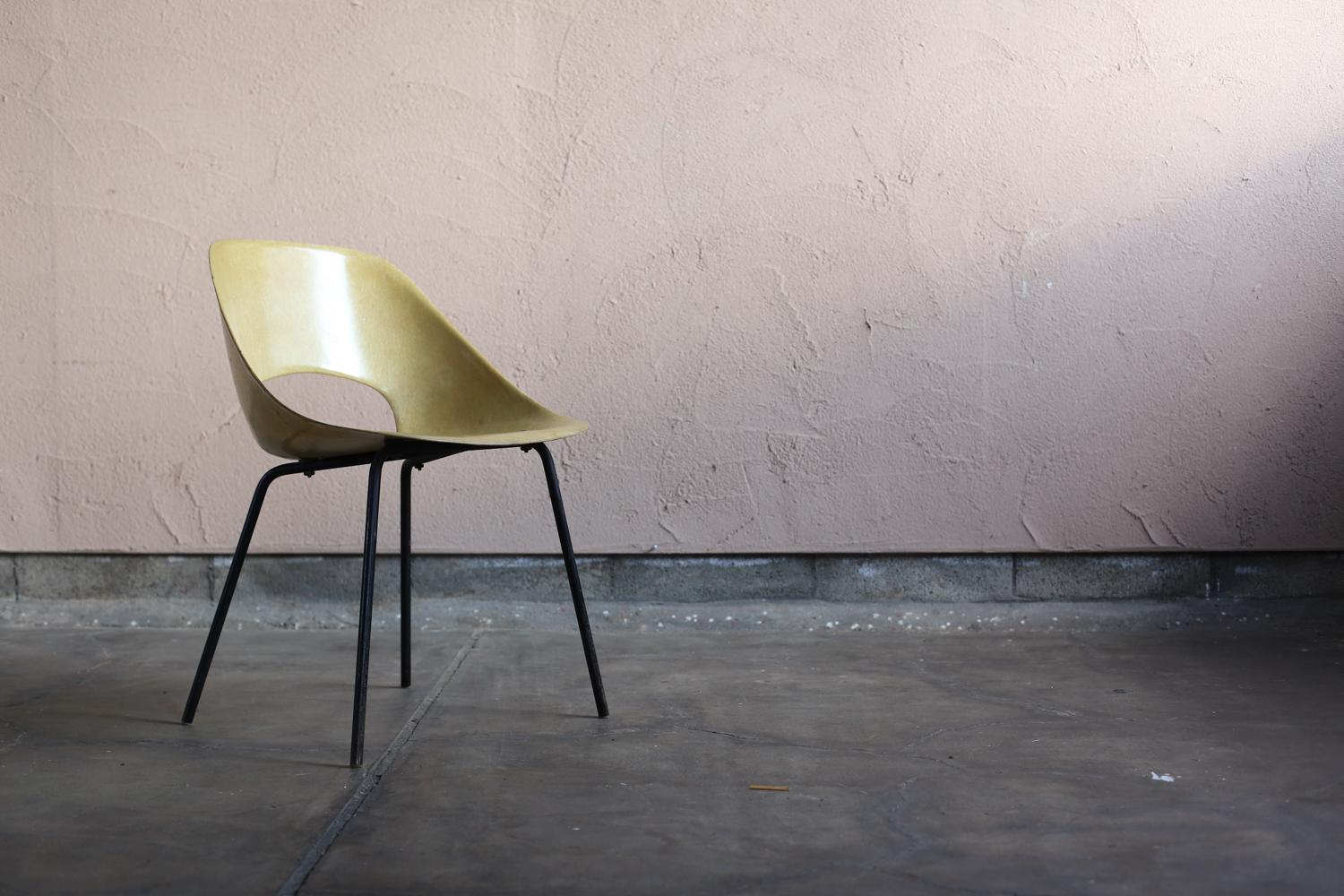 Mid-Century Modern “Tonneau” Chair Cream by Pierre Guariche