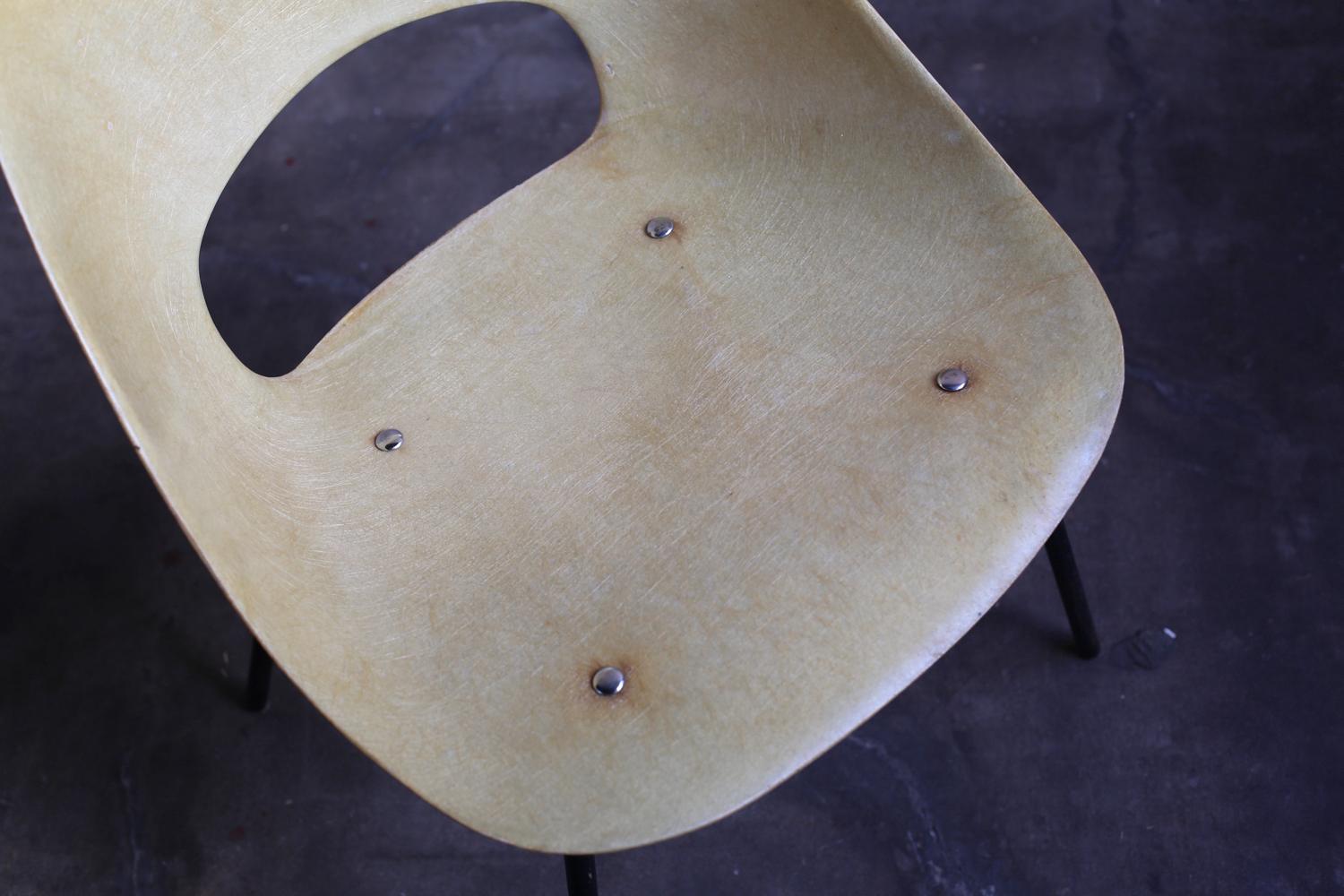 Fiberglass “Tonneau” Chair Cream by Pierre Guariche
