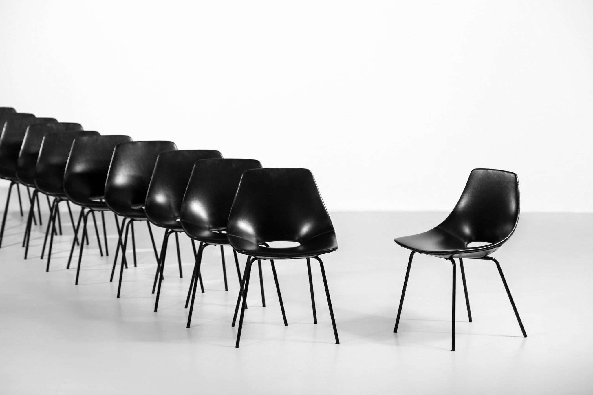 Faux Leather Tonneau Chairs by Pierre Guariche '16 Chairs'
