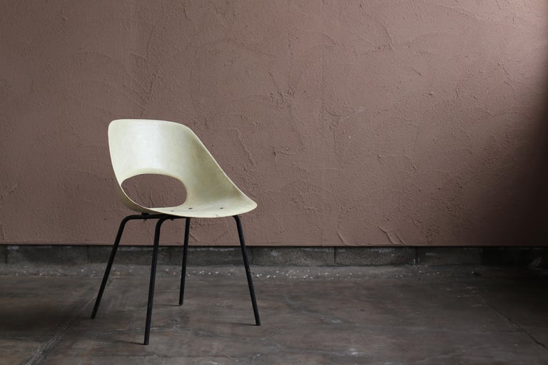 Mid-Century Modern “Tonneau” Fiberglass Chair by Pierre Guariche For Sale