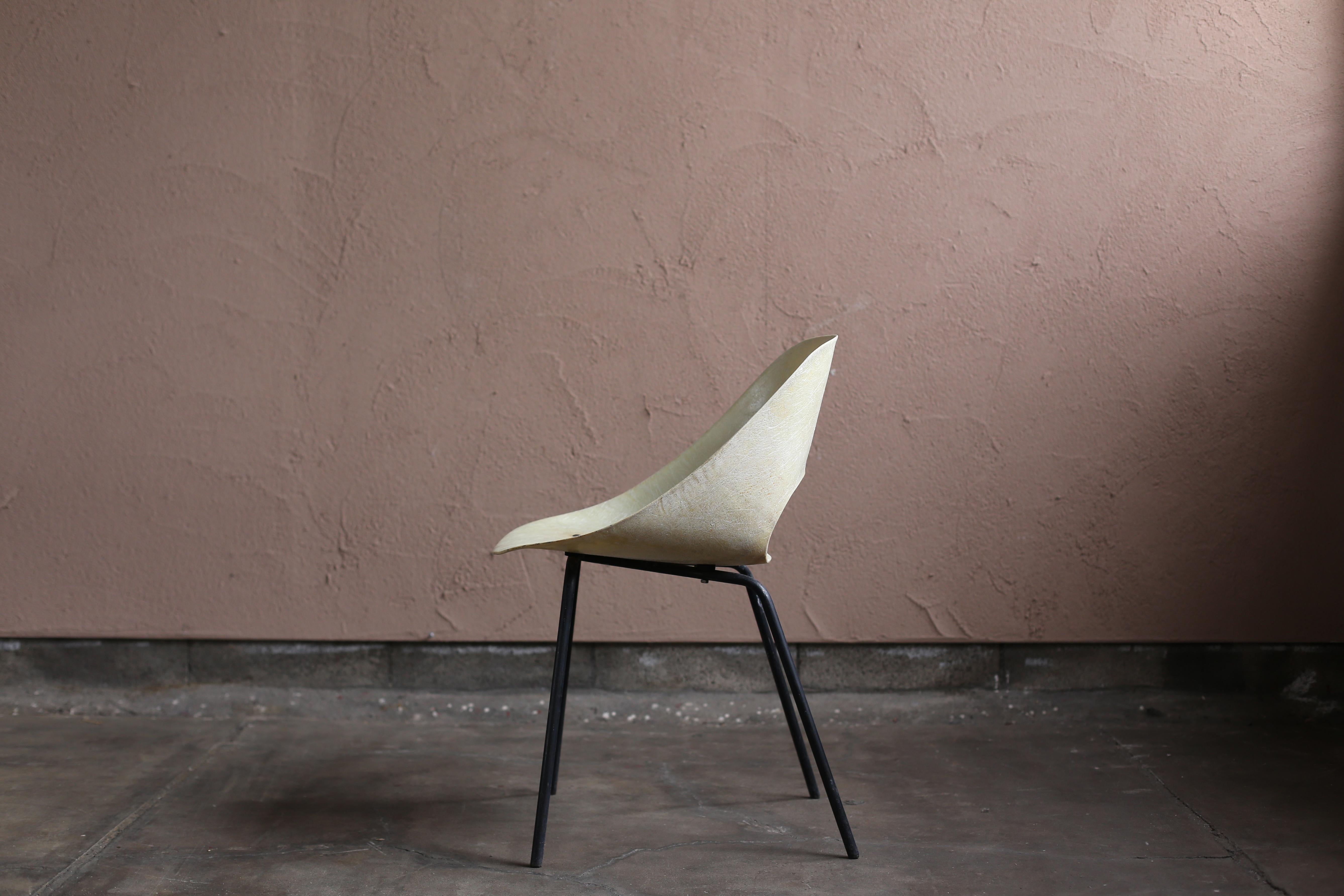 Carved “Tonneau” Fiberglass Chair by Pierre Guariche