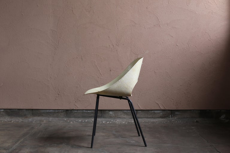 Carved “Tonneau” Fiberglass Chair by Pierre Guariche For Sale