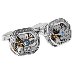 Tonneau Skeleton Cufflinks In Rhodium Plated Silver (Limited Edition)