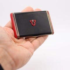 Tonnel París 1928 Caja Art Decó De Oro De 14Kt Con Laca Roja Y Negra Y Diamante