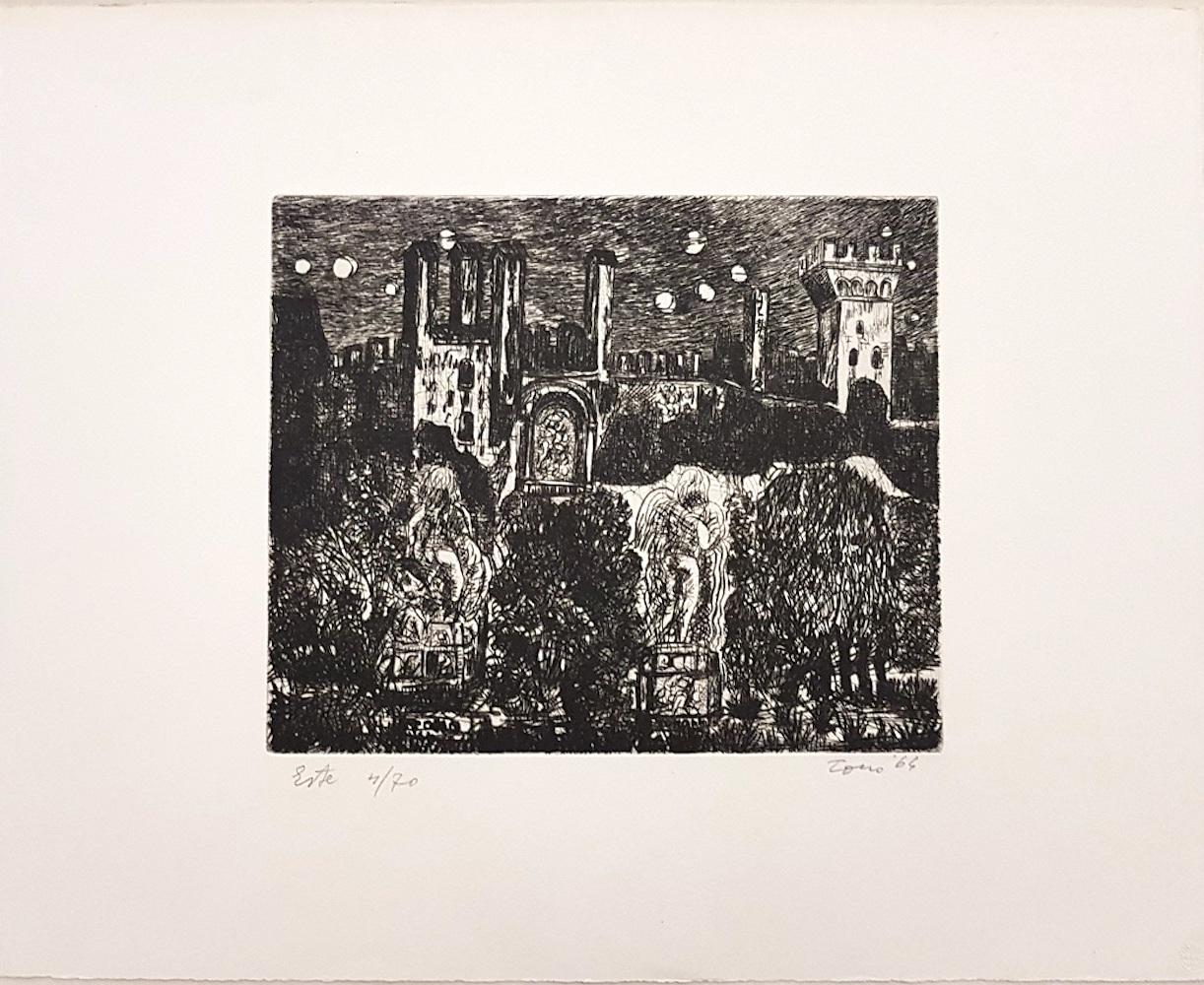 Este's Gardens - Original Etching by Tono Zancanaro - 1964 For Sale 1