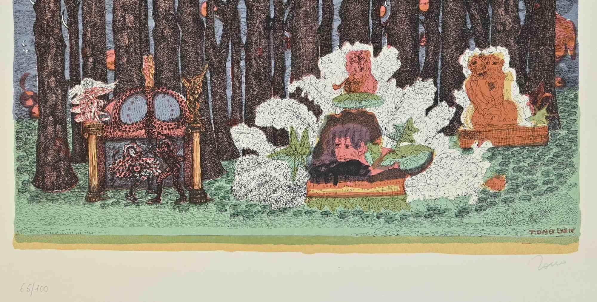 La brava ragazza di Cecina - Litografia di Tono Zancanaro - 1975 in vendita 1