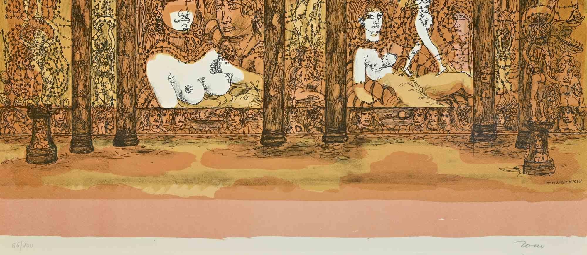 La brava ragazza di Cecina - Litografia di Tono Zancanaro - 1975 in vendita 1