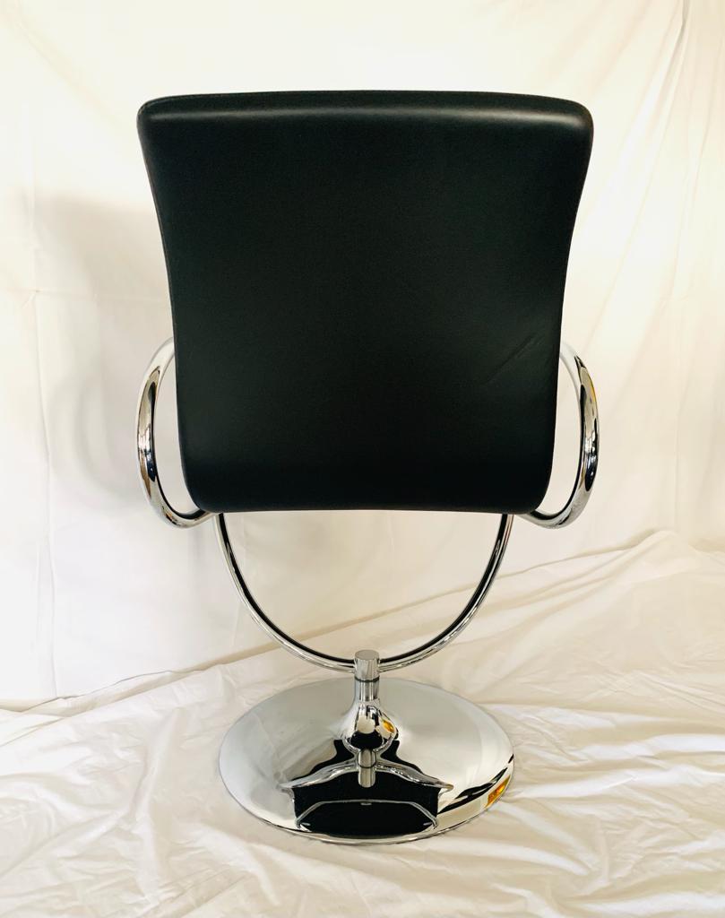 Tonon Swivel Chair Dining Room Living Room Black Leather and stainless steel In Good Condition For Sale In Saint Ouen, FR