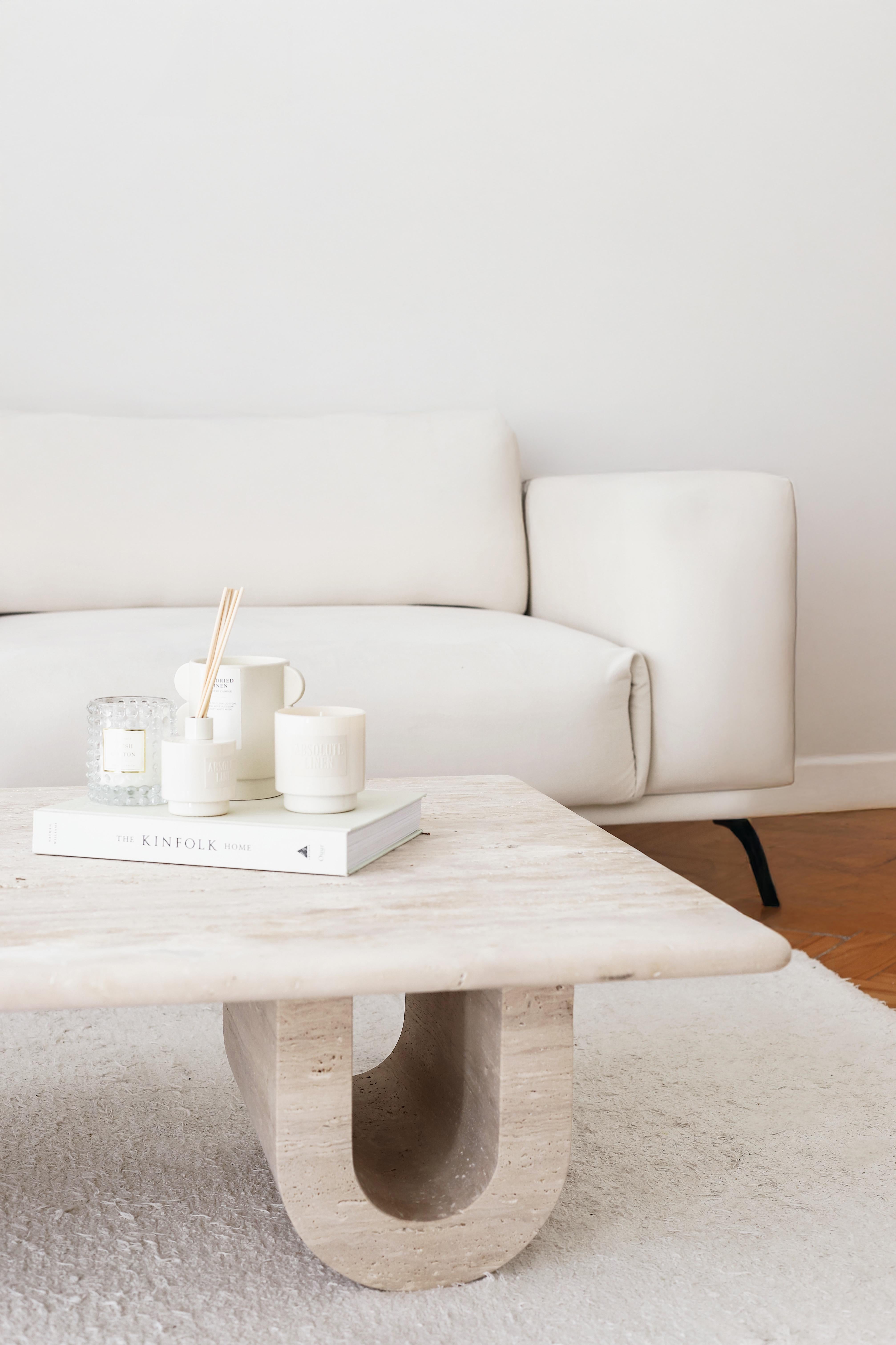 rectangular travertine coffee table