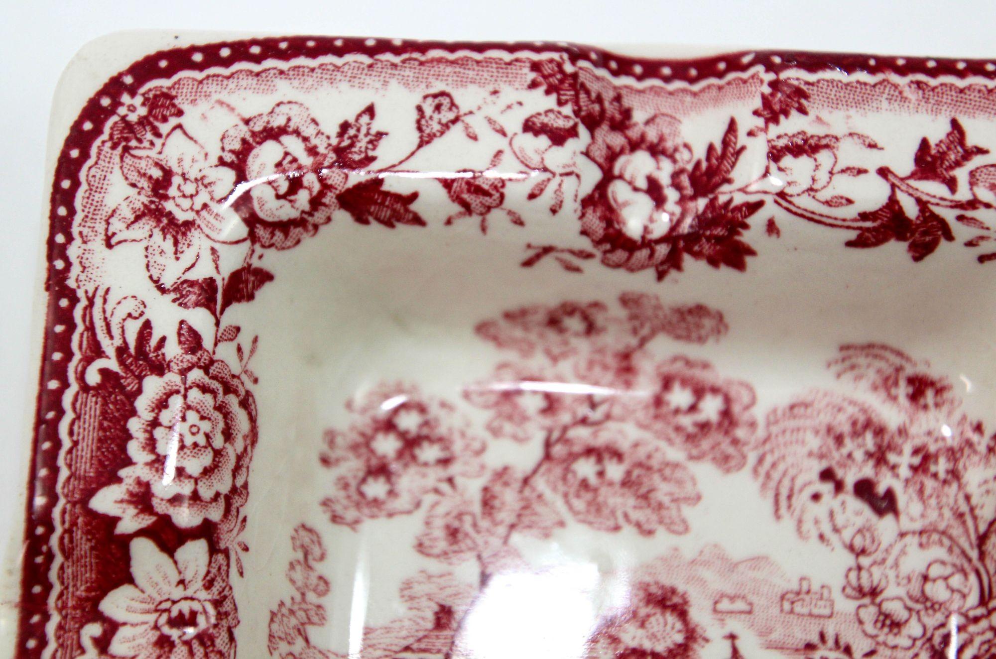 Rustic Tonquin Red Pink by ROYAL STAFFORDSHIRE by Clarice Cliff made in England Ashtray For Sale