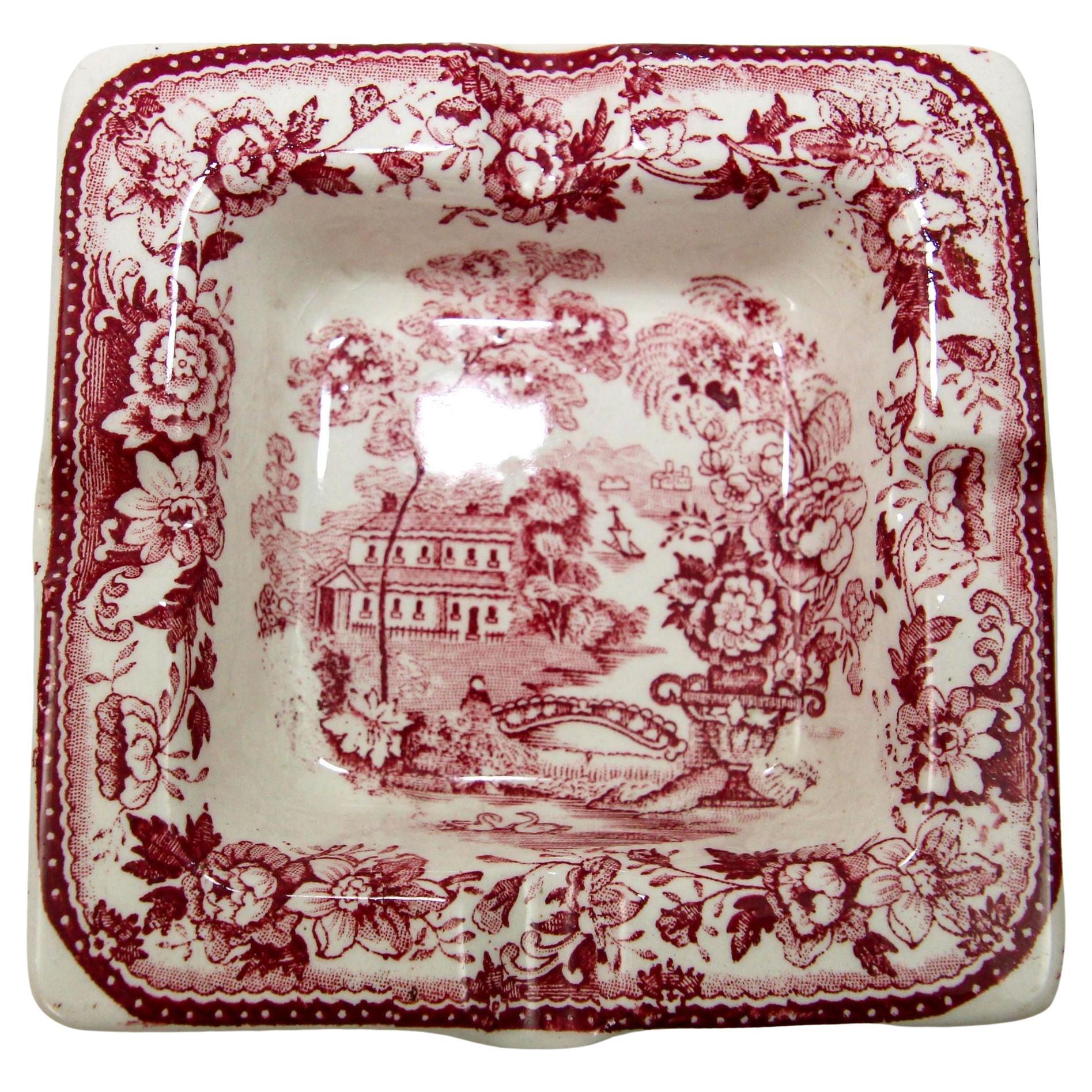 Tonquin Red Pink by ROYAL STAFFORDSHIRE by Clarice Cliff made in England Ashtray For Sale