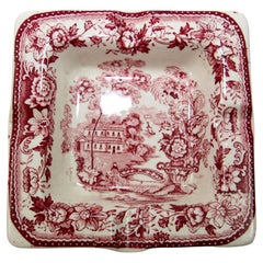 Used Tonquin Red Pink by ROYAL STAFFORDSHIRE by Clarice Cliff made in England Ashtray