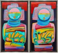 Tony Abeyta 2 Large Original Acrylic Painting On Canvas Signed Kachina Artwork