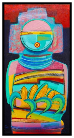 Tony Abeyta Acrylic Painting On Canvas Large Signed Kachina Native American Art