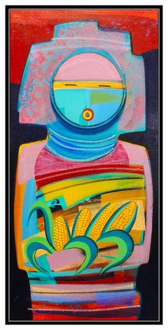 Tony Abeyta Large Original Acrylic Painting On Canvas Signed Kachina Portrait