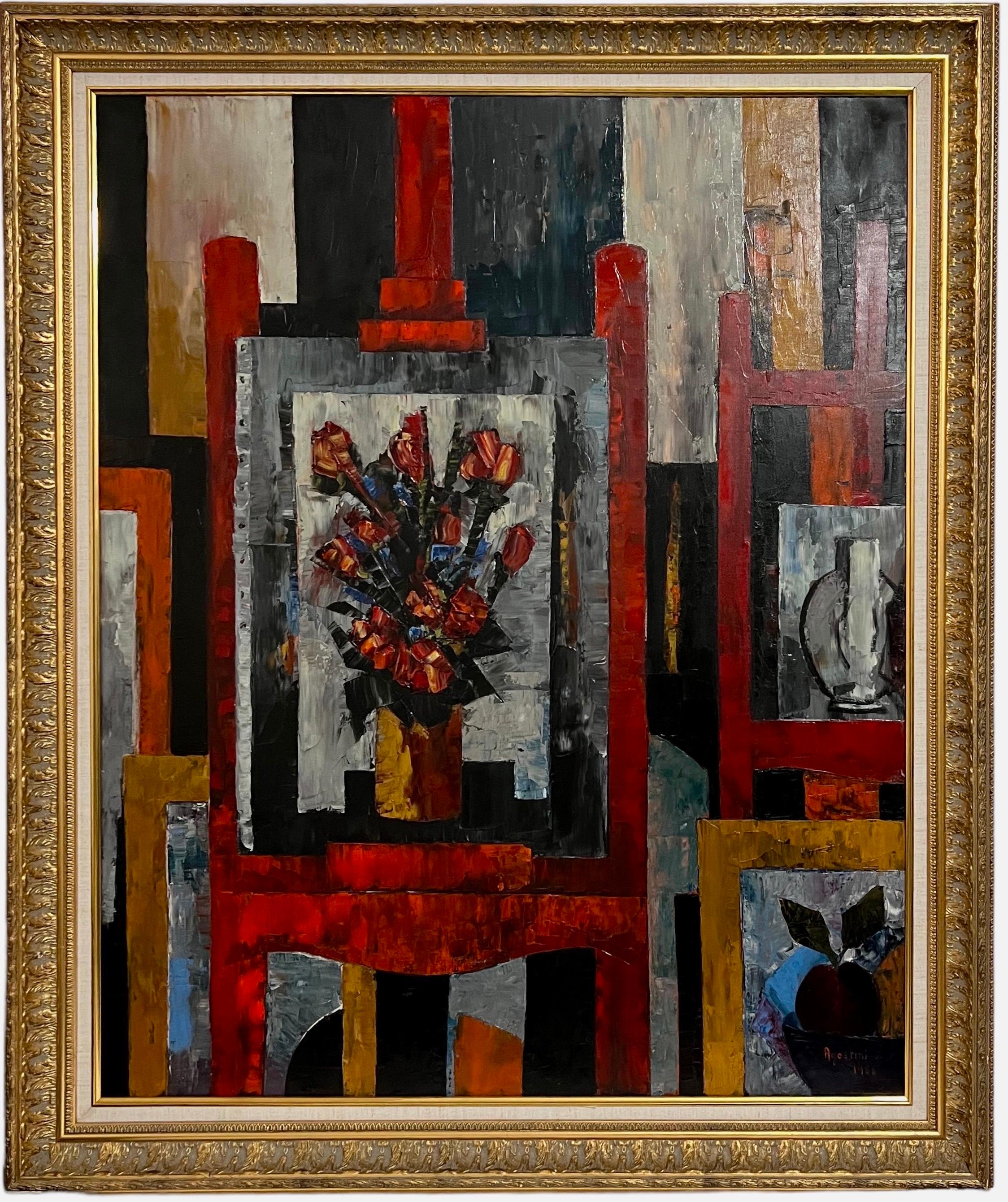 Grande peinture à l'huile expressionniste française et moderniste Tony Agostini en vente 11