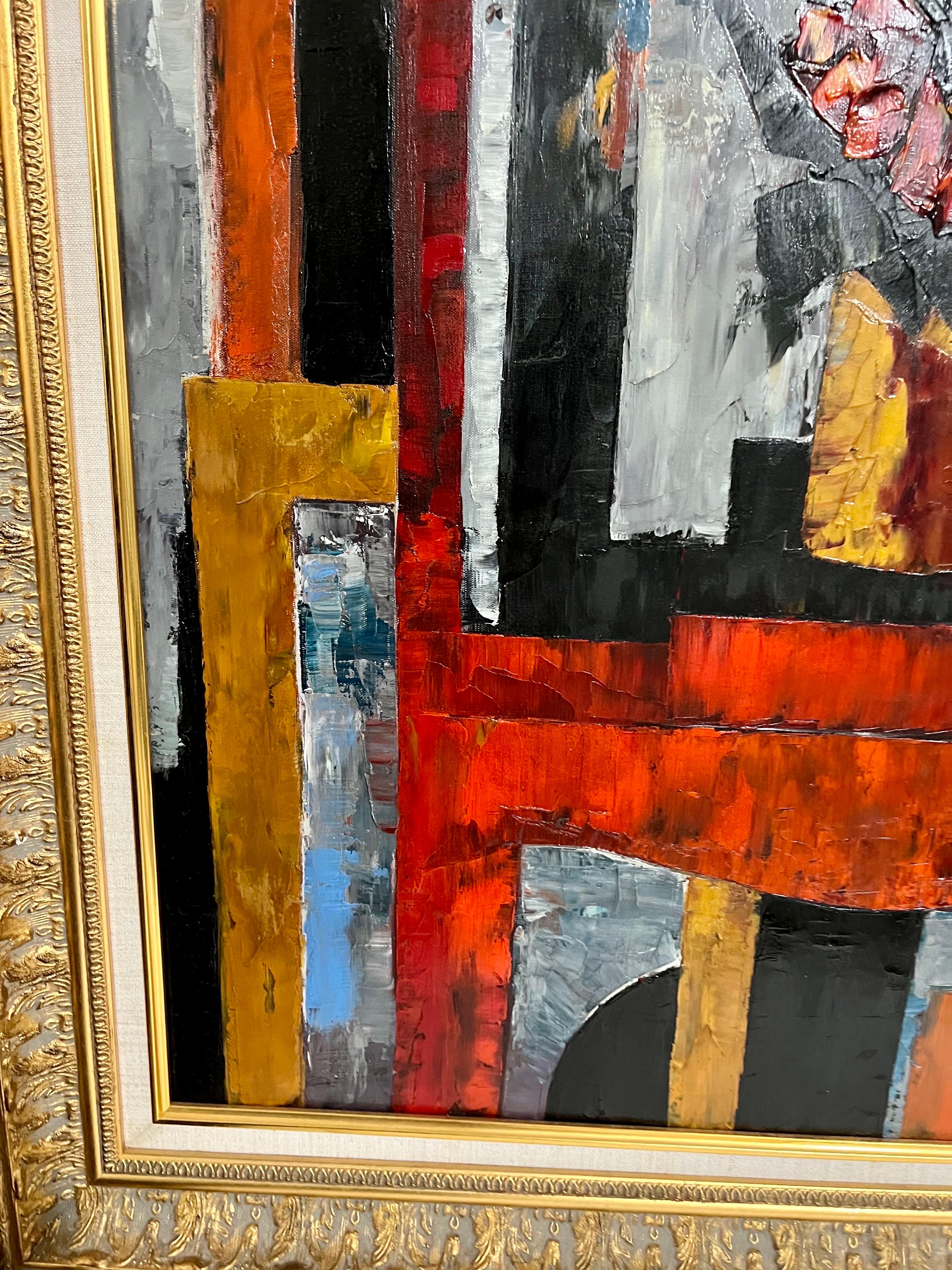 Grande peinture à l'huile expressionniste française et moderniste Tony Agostini en vente 13