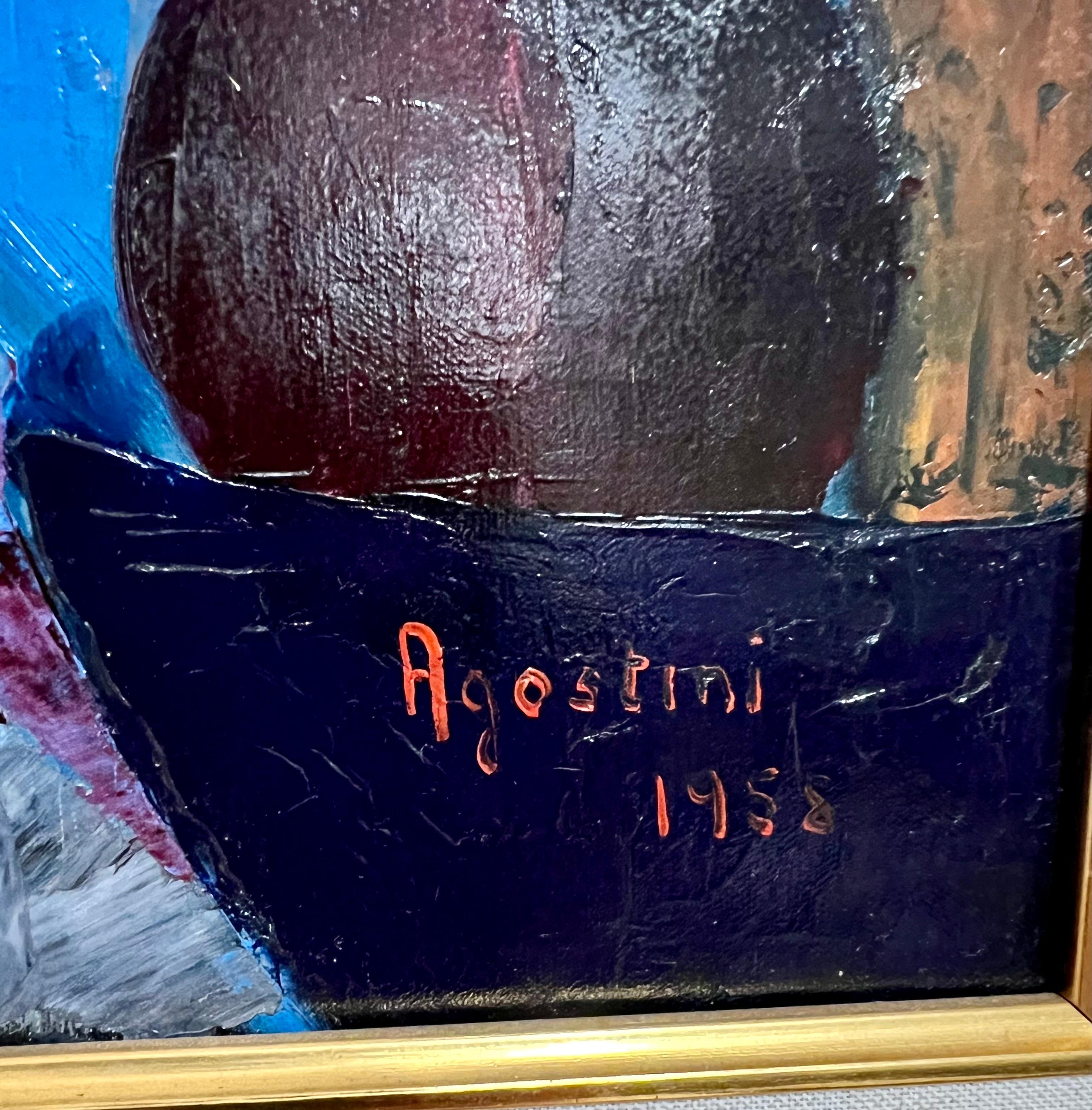 Grande peinture à l'huile expressionniste française et moderniste Tony Agostini en vente 2