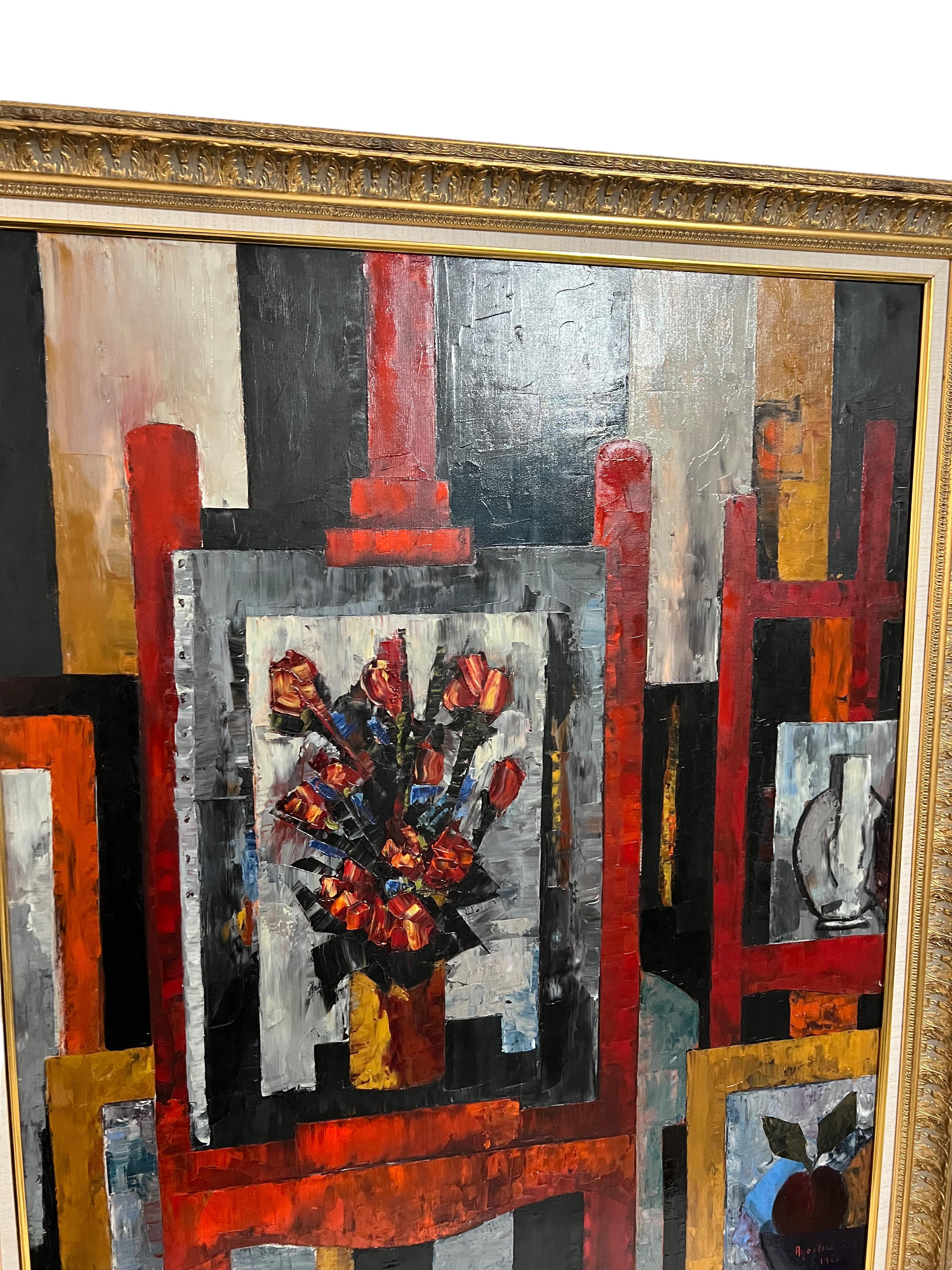 Grande peinture à l'huile expressionniste française et moderniste Tony Agostini en vente 8