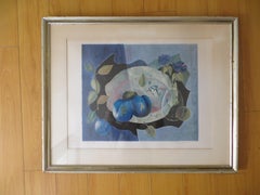 Lithographie „Stillleben mit Pflaumen“, nummeriert 195/275  und unterzeichnet von Agostini
