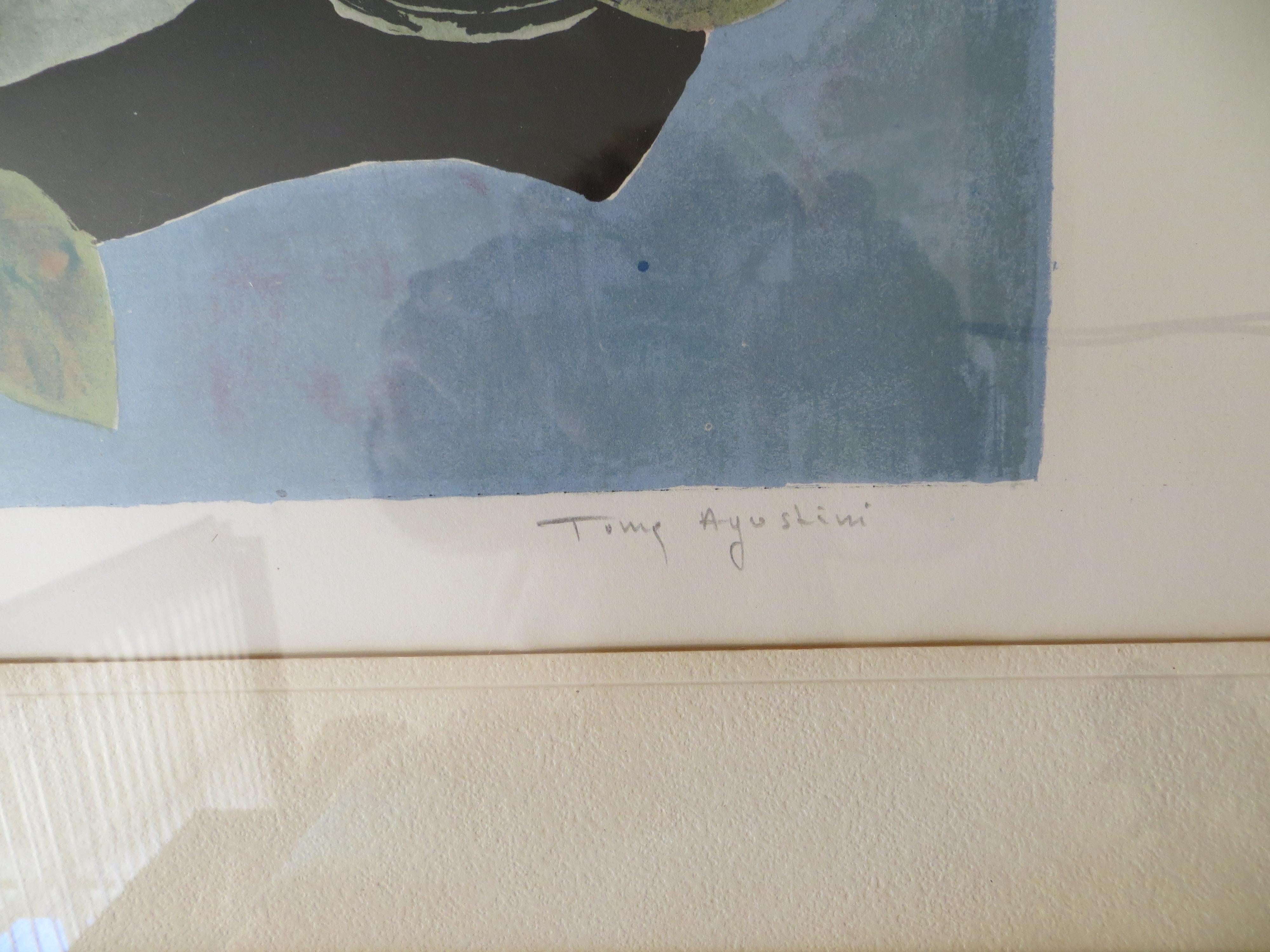  Lithographie „Stillleben mit Pflaumen“, nummeriert 195/275  und unterzeichnet von Agostini  (Moderne), Print, von Tony Agostini
