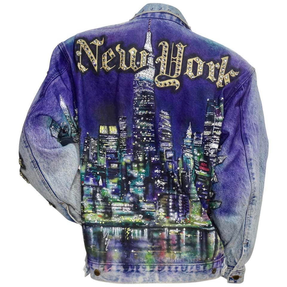 Tony Alamo "New York" Rhinestone Embellished Jean Jacket at 1stDibs