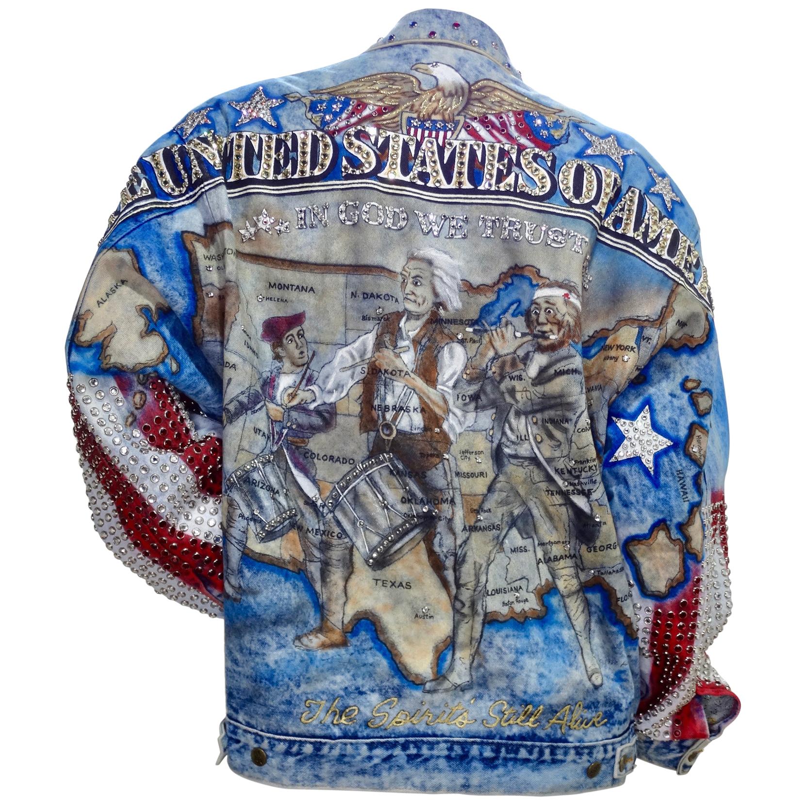 Tony Alamo "United States of America" Rhinestone Embellished Jean Jacket