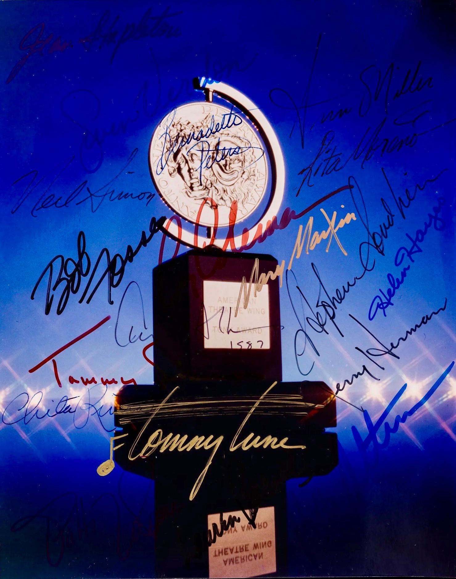 Photo signée 8x10 Photo Broadway Legends Sondheim Fosse Verdon Simon, 1987 Tonys Awards