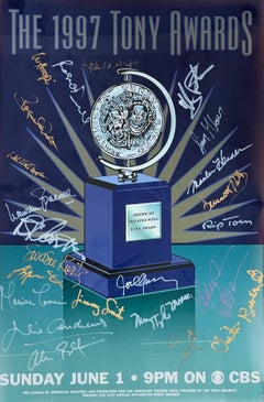 Used 1997 Tony Awards Poster Signed by Celebrity Presenters Autographed Broadway 