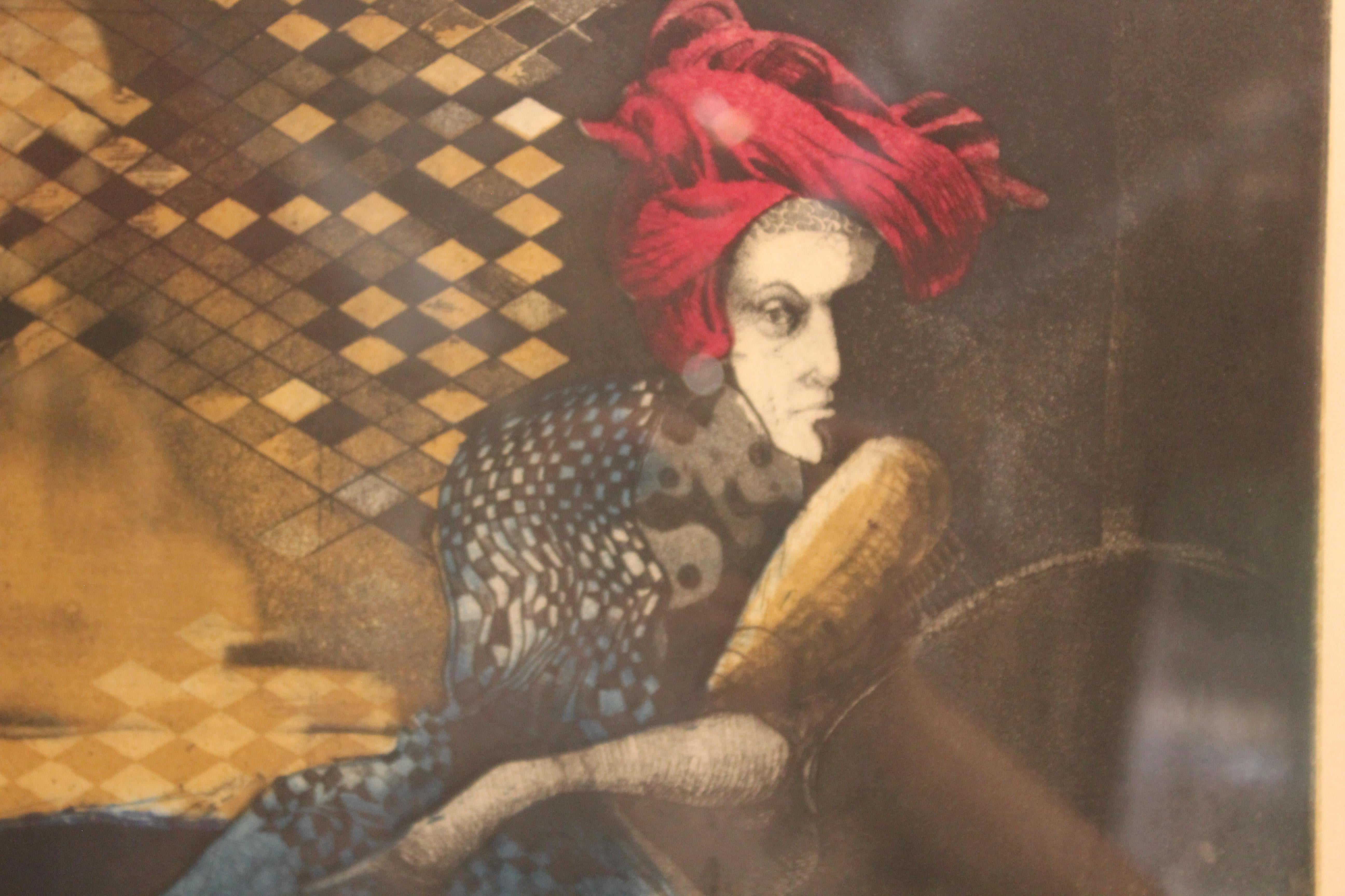 Tony Bass "Bucket Rider VI" Contemporary Figurative Lithograph of a Woman at 1stDibs tony