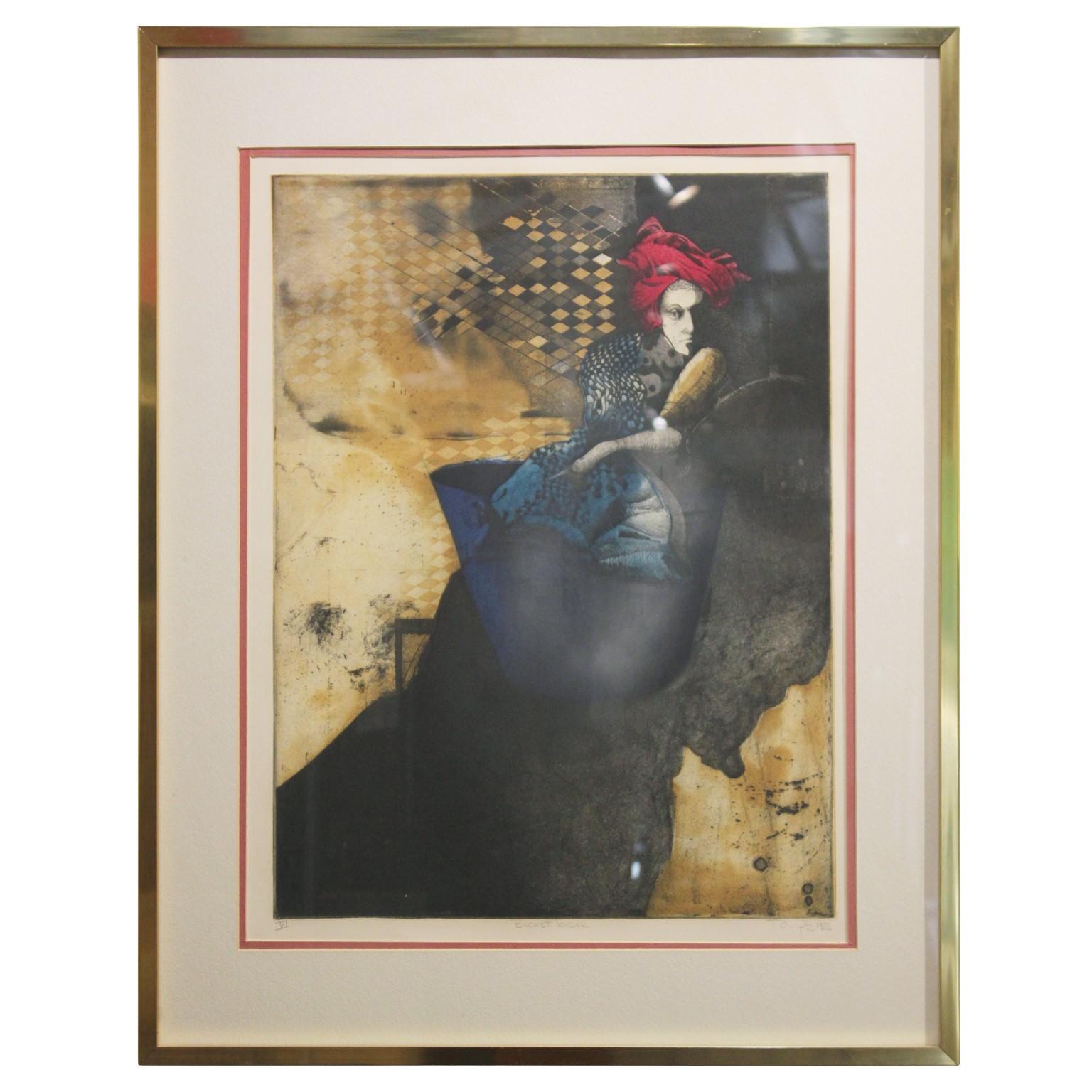 Tony Bass "Bucket Rider VI" Contemporary Figurative Lithograph of a Woman at 1stDibs tony