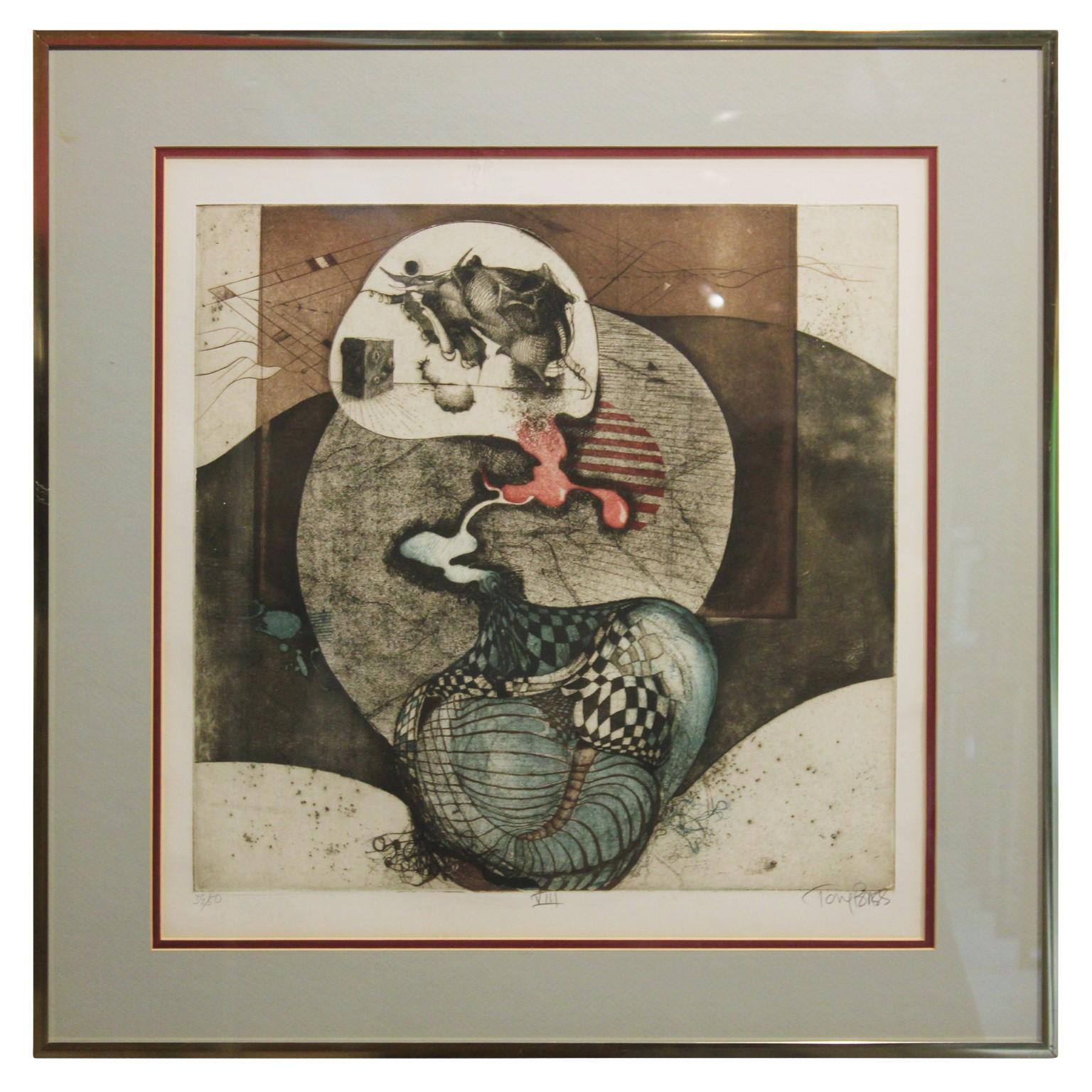 Tony Bass Abstract Print - "VIII" Abstract Surrealist Lithograph, Edition 39 of 50