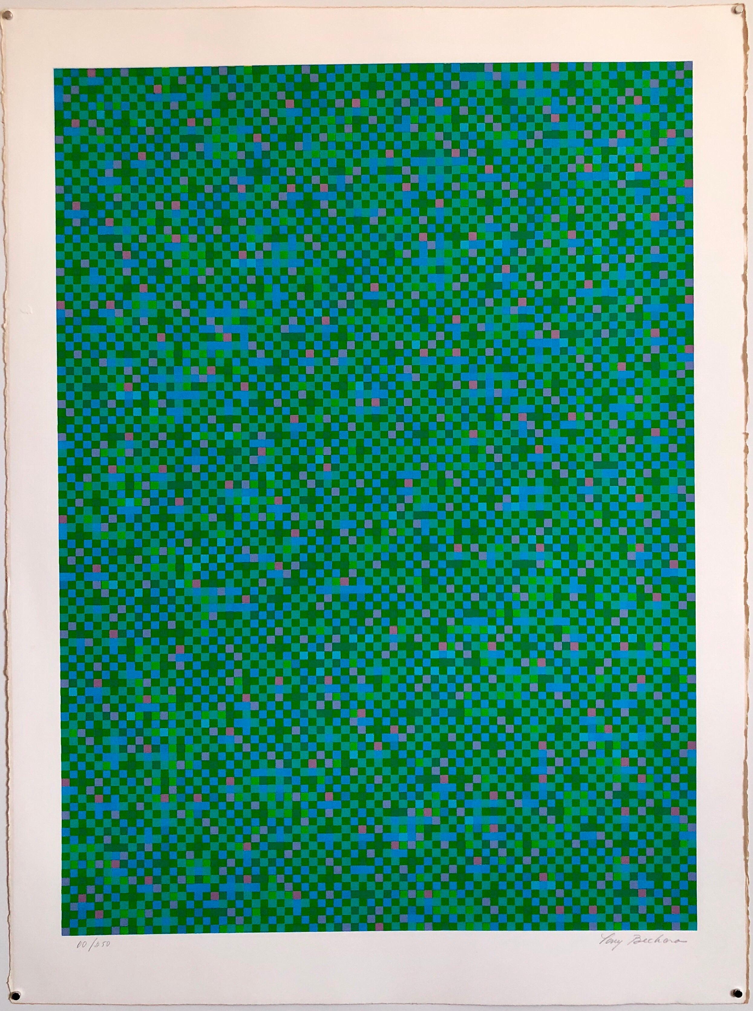 Puerto Rican Abstract Geometric Op Art Silkscreen Lithograph Kinetic Art - Print by Tony Bechara