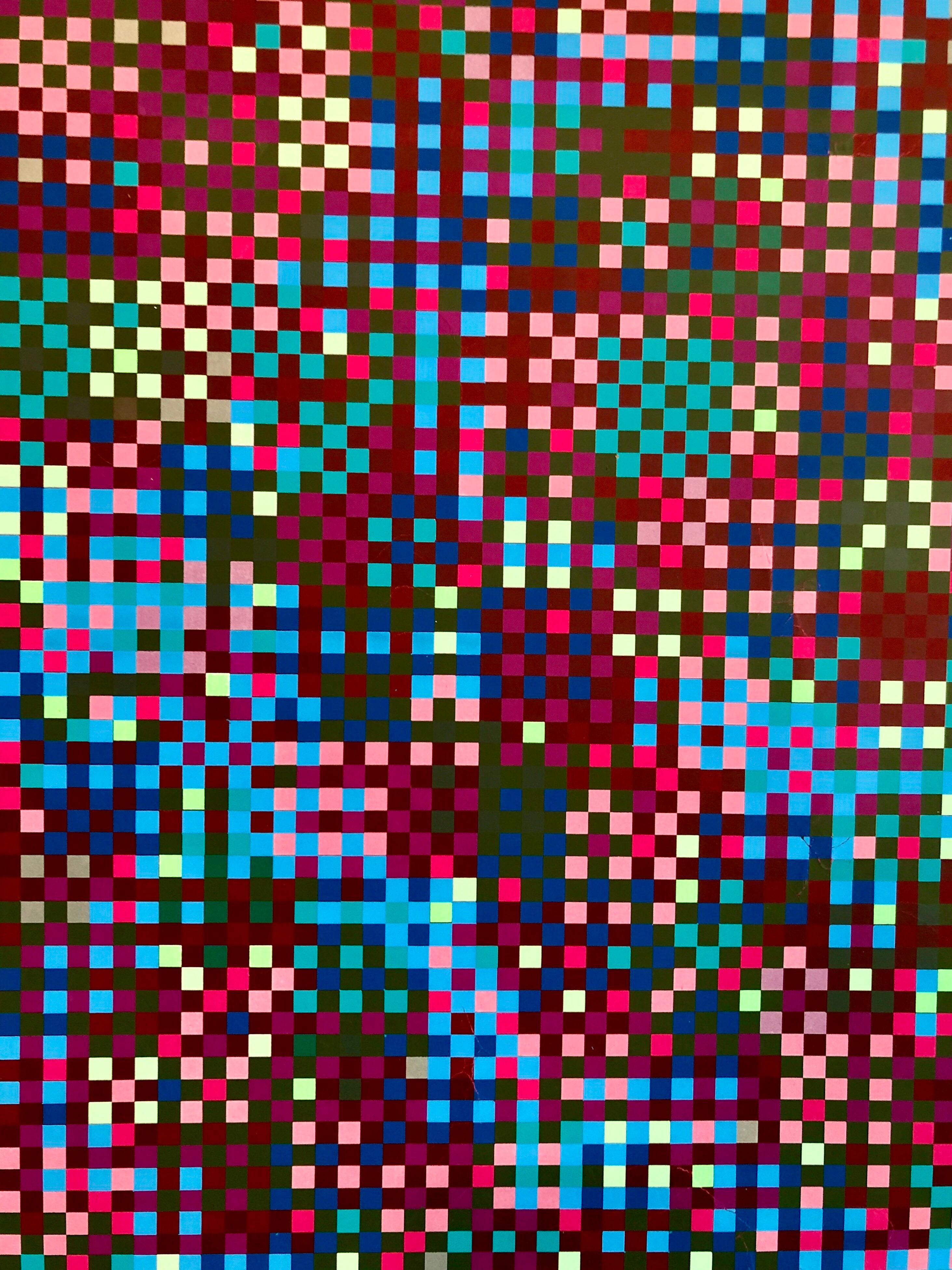 Puerto Rican Abstract Geometric Op Art Silkscreen Lithograph Kinetic Art - Print by Tony Bechara