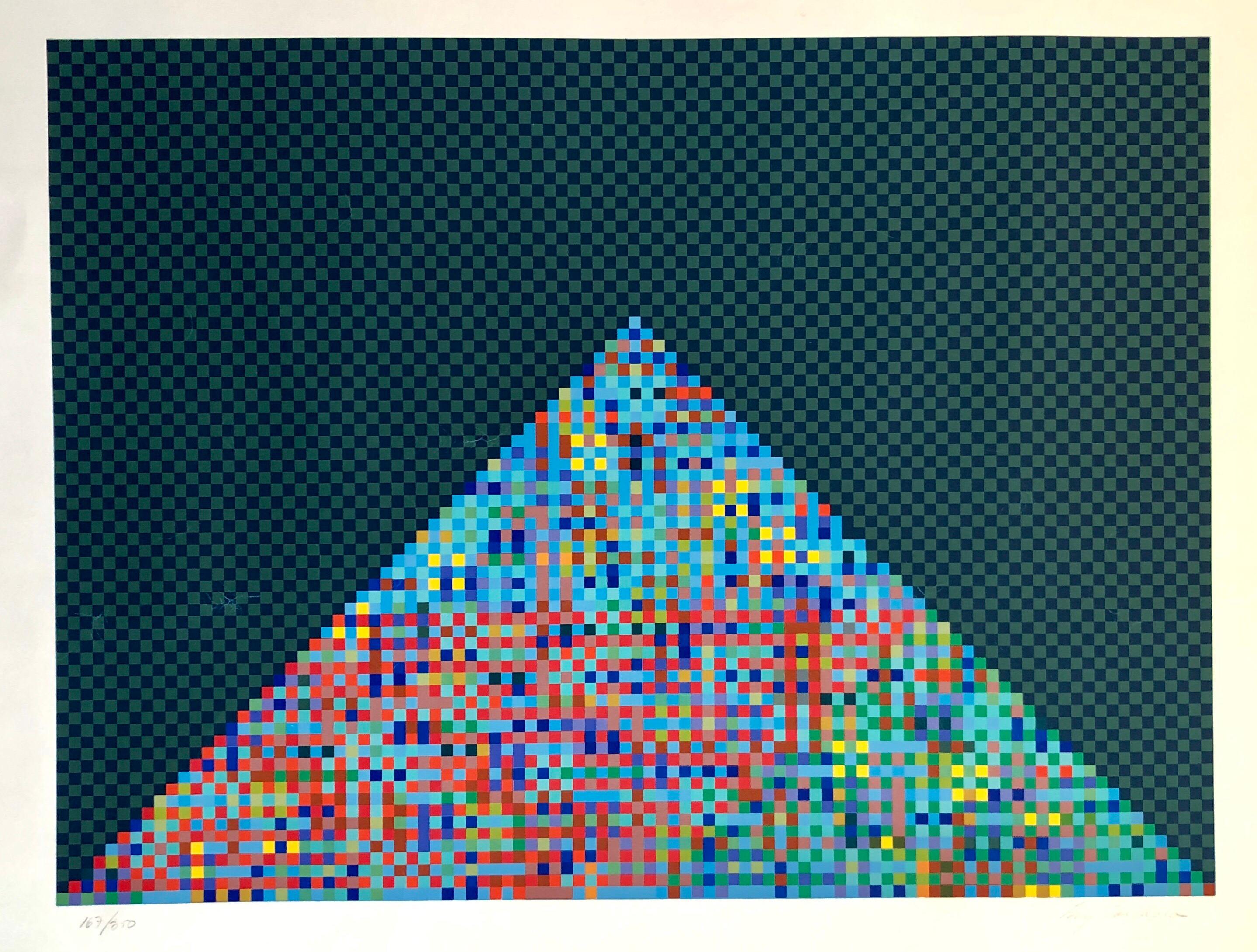 Tony Bechara Abstract Print - Puerto Rican Abstract Geometric Op Art Silkscreen Lithograph Kinetic Art