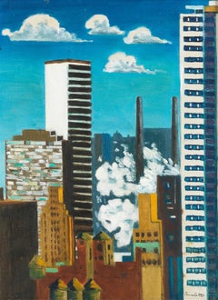 Vintage Legendary Tony Bennett "NYC Cityscape" Contemporary Oil Urban Landscape