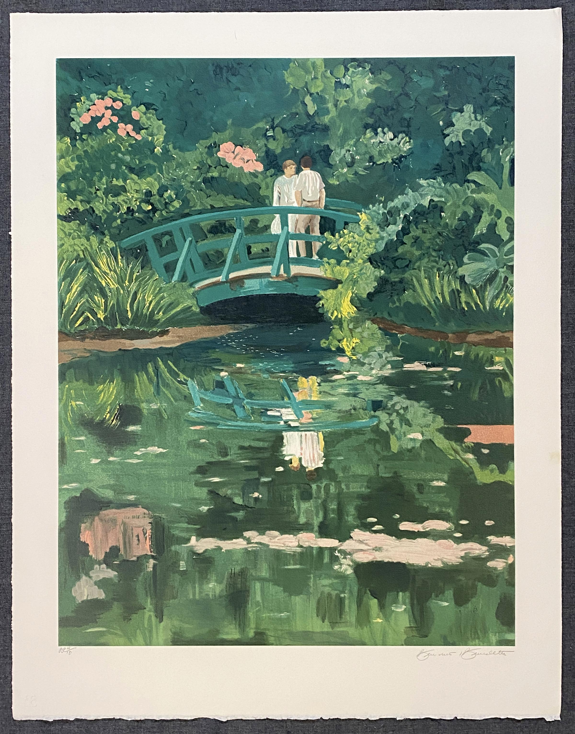 Lovers in Monet's Garden Signed Limited Edition Lithograph - Print by Tony Bennett