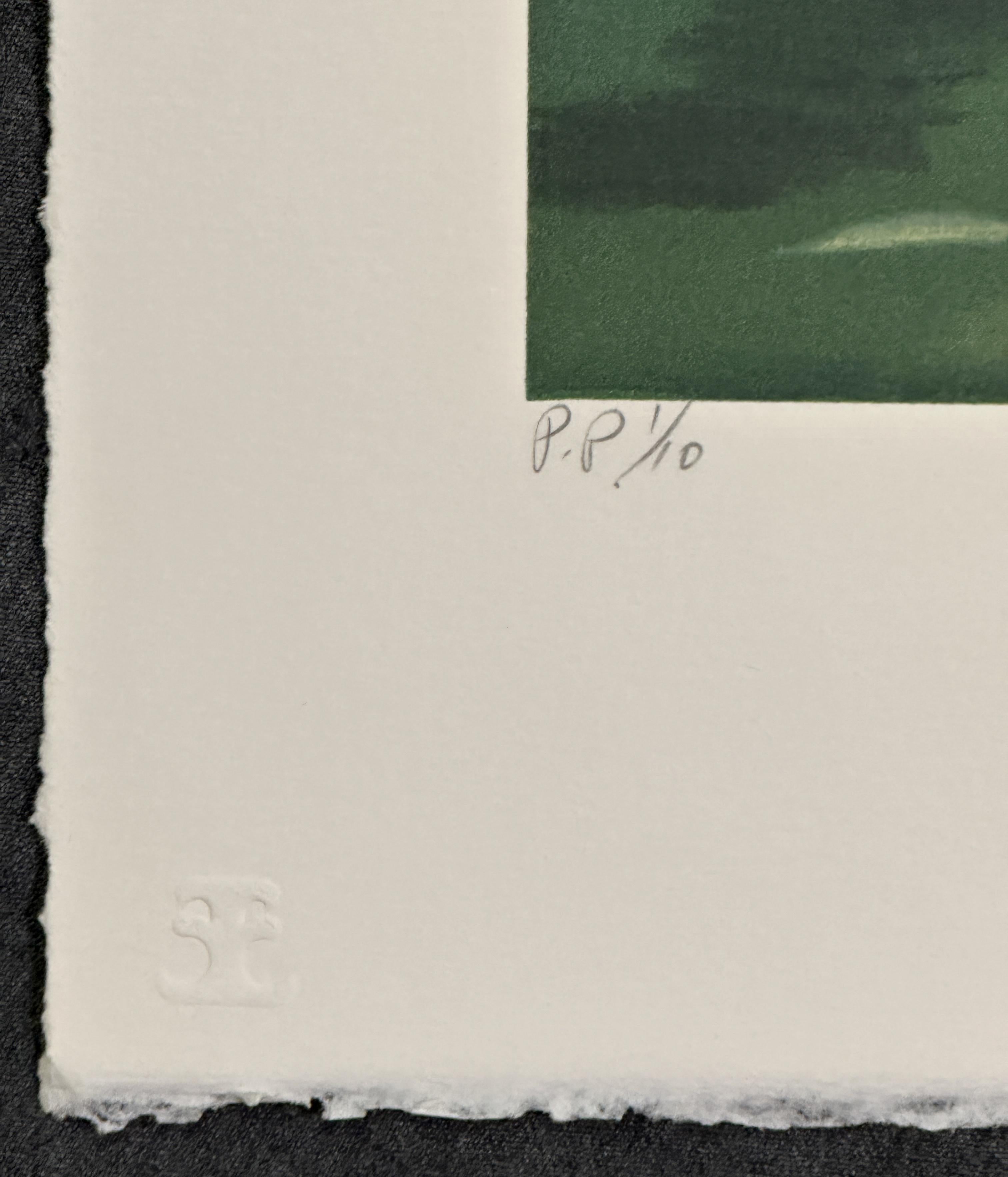 Amantes en el jardín de Monet Litografía firmada de edición limitada - Landscape Print Negro de Tony Bennett