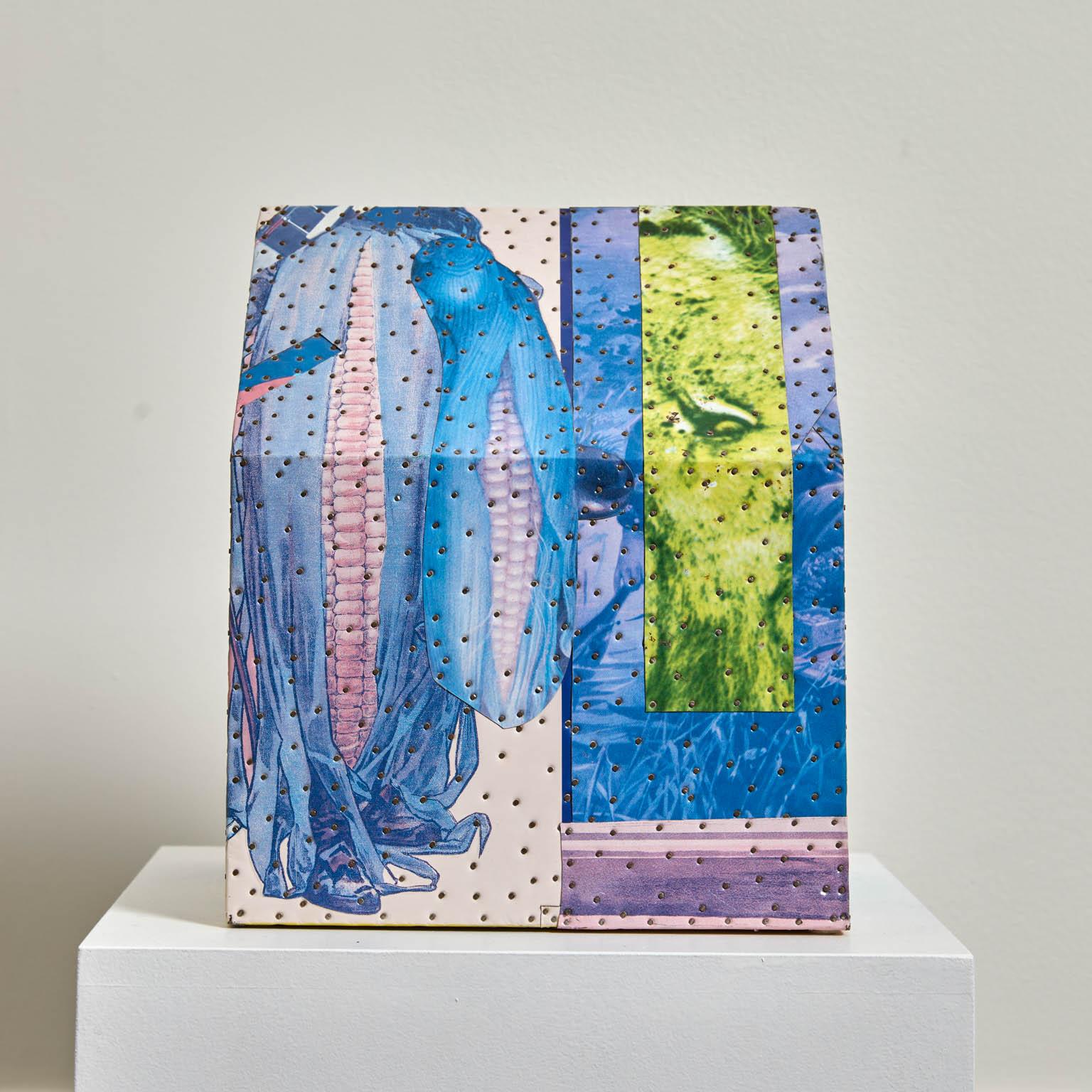 Tony Berlant (b. 1941) is an American artist renowned for his painterly collages and intricate metal sculptures. His work combines various source materials including photographs, found objects, fragment of metal packaging and signage as well as