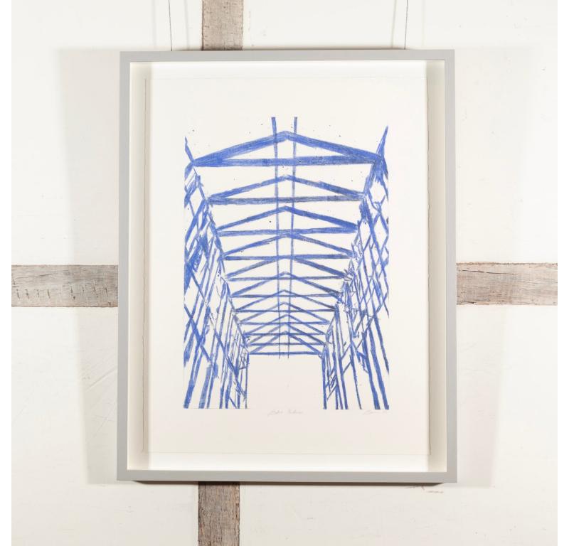 Blue Interior 2, Monoprint by Tony Bevan, 2006 For Sale 1