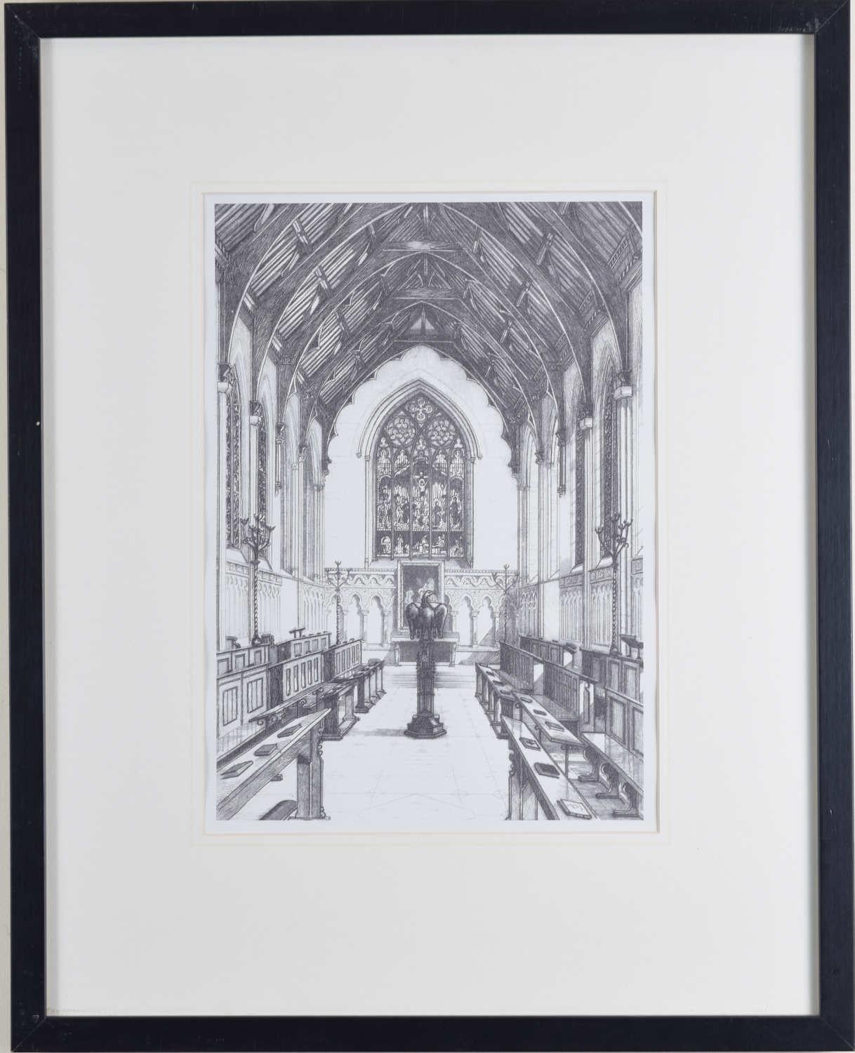 Corpus Christi College, Cambridge Chapel print by Tony Broderick For Sale 2