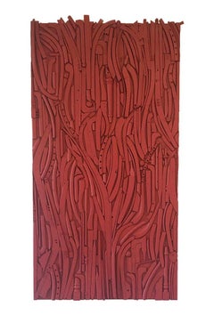 Red, wood, texture, large sculpture