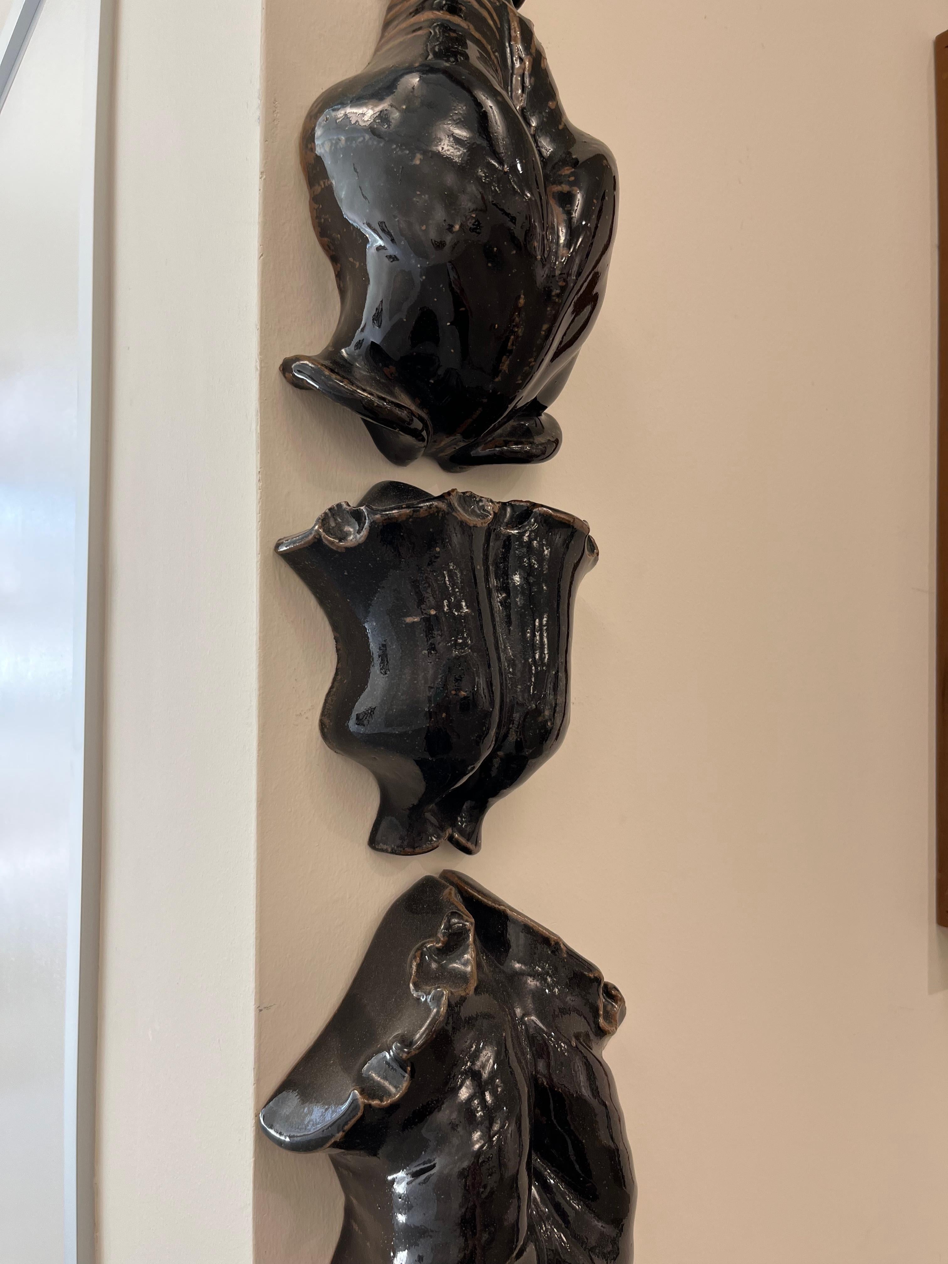 Untitled, ceramic, small, multiples, black glaze, glossy, organic, abstract - Sculpture by Tony Brown