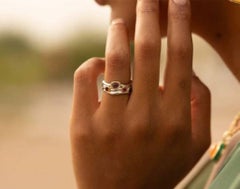 Tony Cocktail Ring 18k White Gold and Yellow Gold with Amethyst, Topaz, Garnet