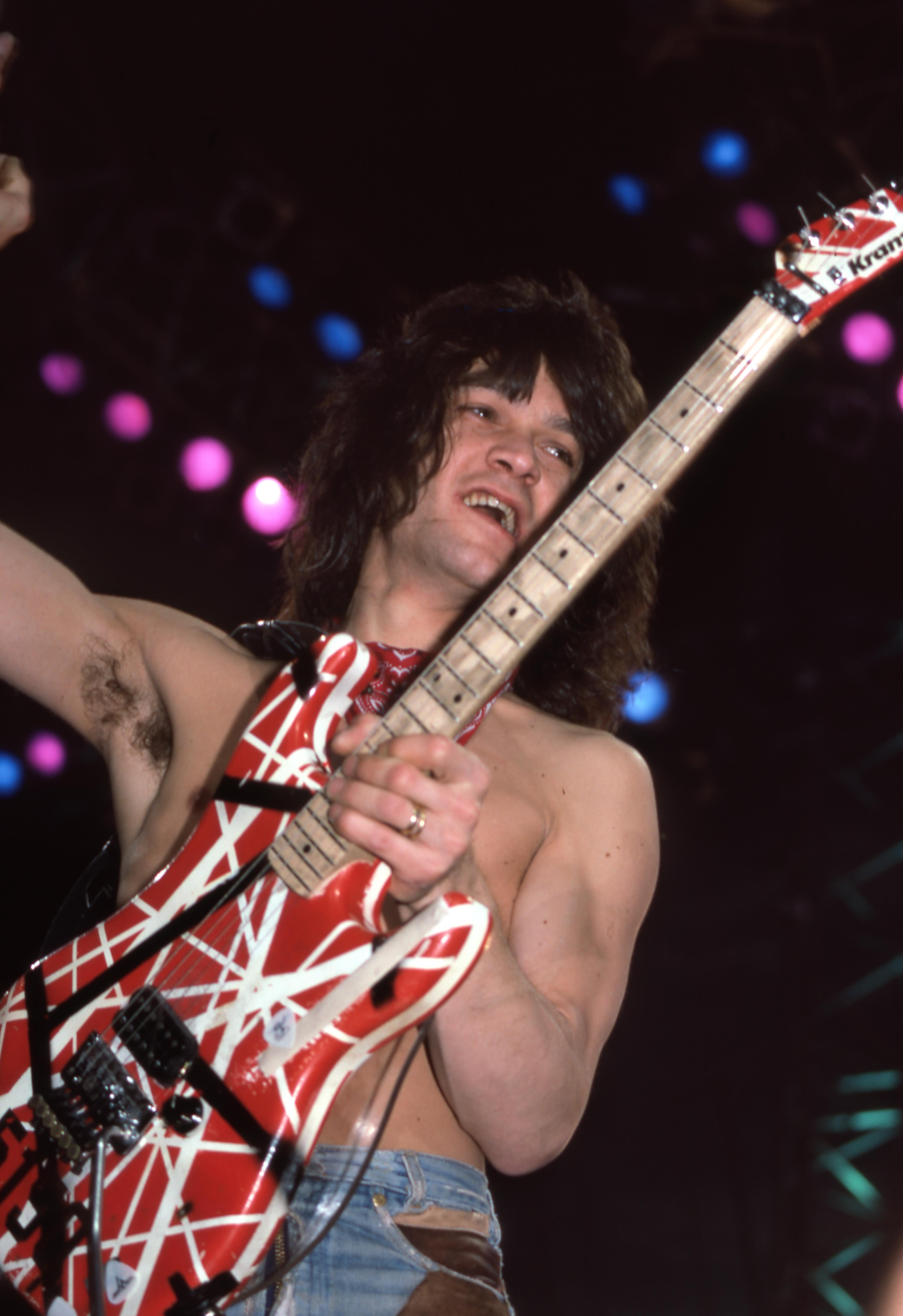 Tony Defilippis Portrait Photograph - Eddie Van Halen Smiling on Stage Fine Art Print