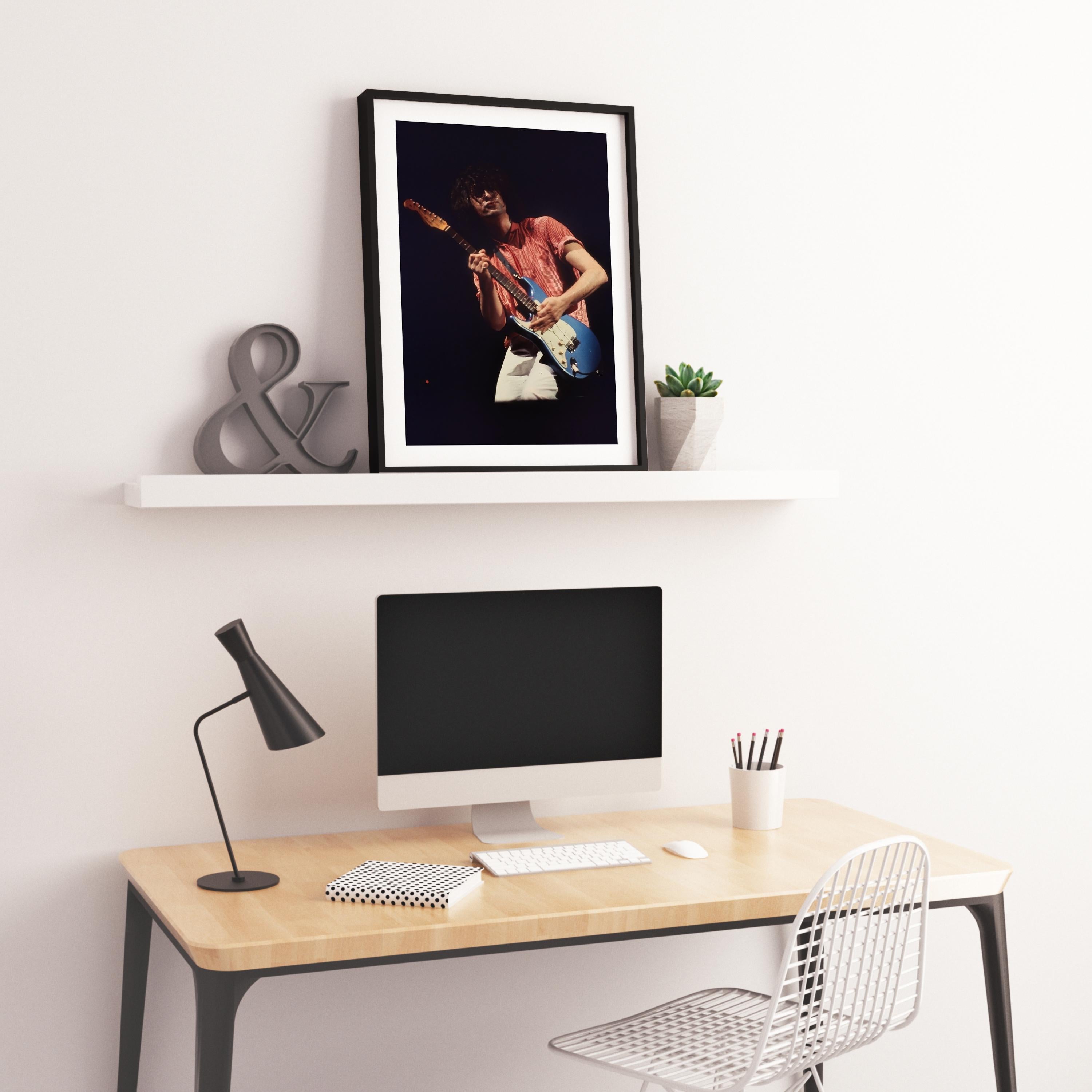 Jimmy Page Playing Guitar with The Firm Fine Art Print - Black Portrait Photograph by Tony Defilippis